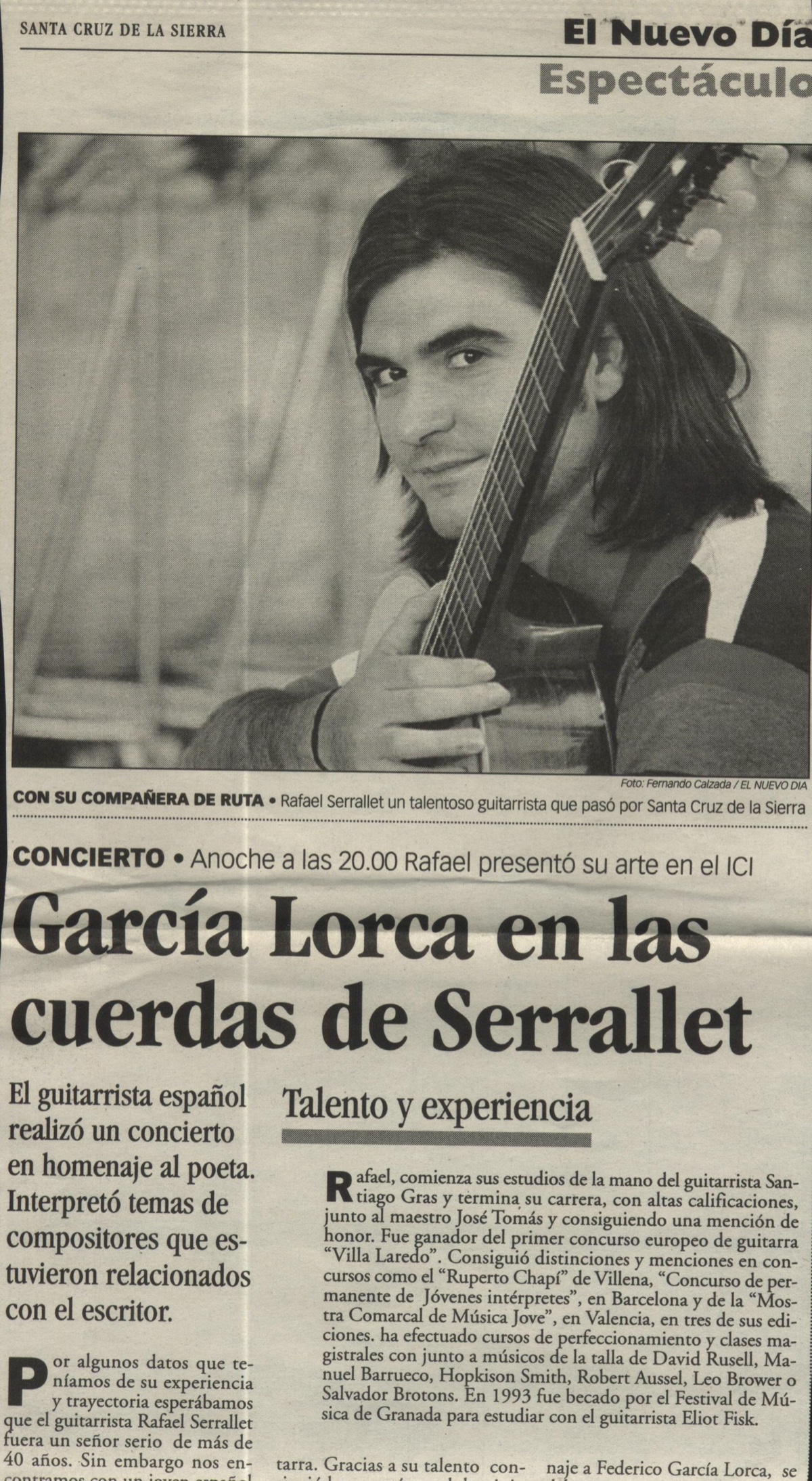 Historical press clipping about Rafael Serrallet